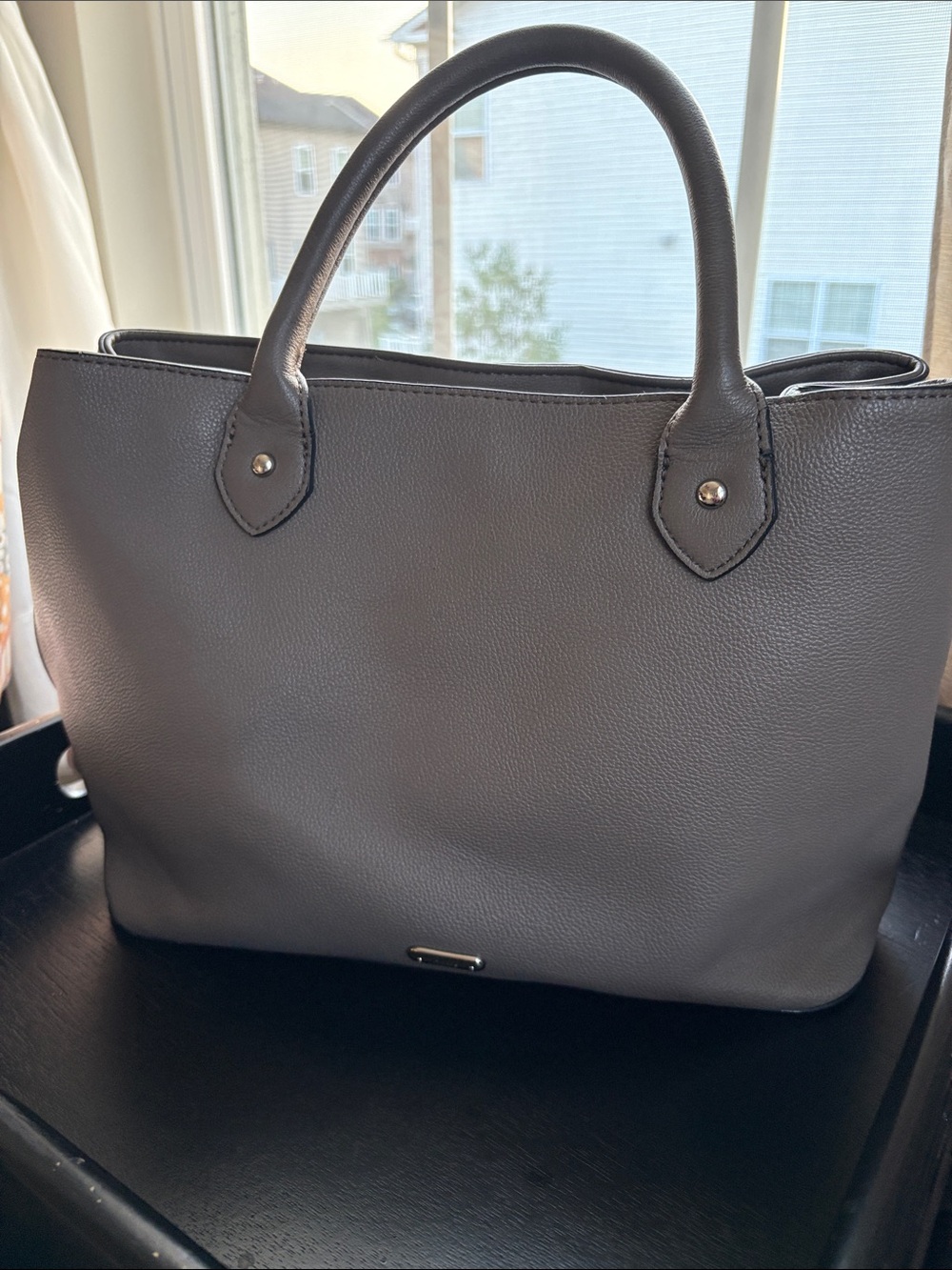 Chaps Pebbled Tote in Gray with Double Handles